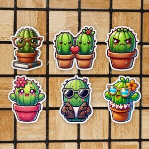 Cactus Succulent Sticker Pack of 12 Vinyl Stickers Waterproof Sticker Set